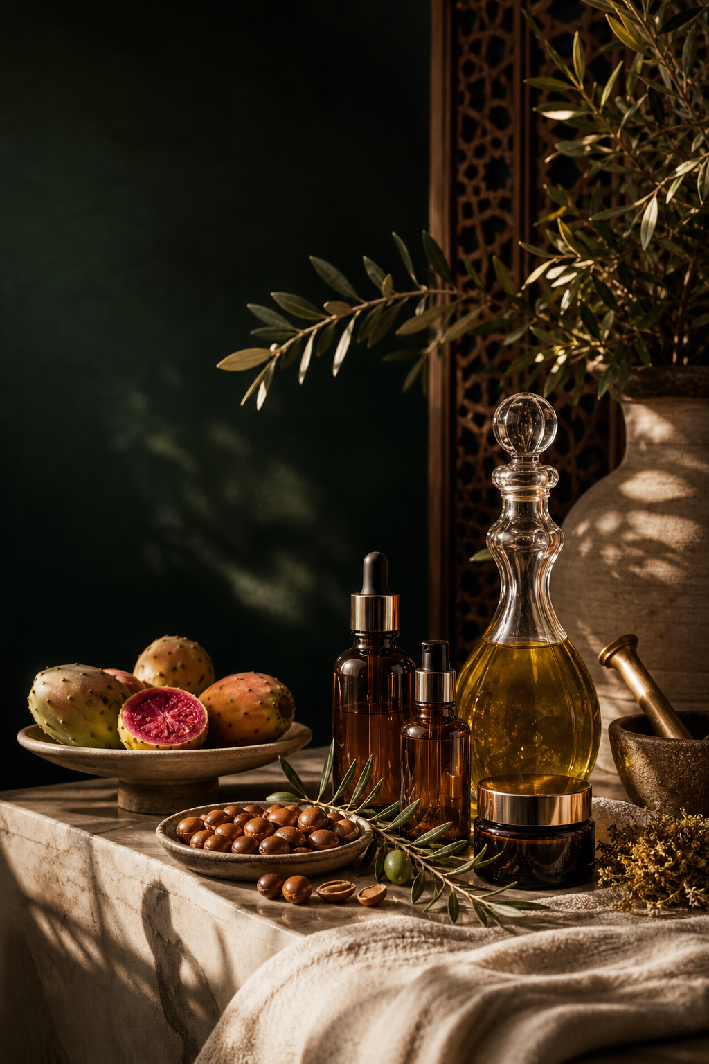 Moroccan argan oil, botanicals, and premium beauty products